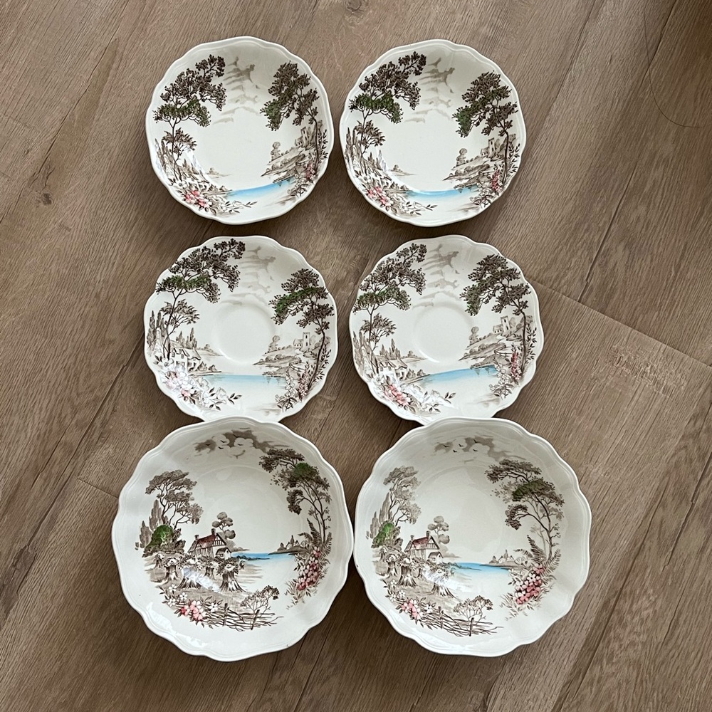 Vintage “old Avon dale” J&G Meakin England 6 PCs -‎ 2 Plates, 2 Bowls, 2 Saucers